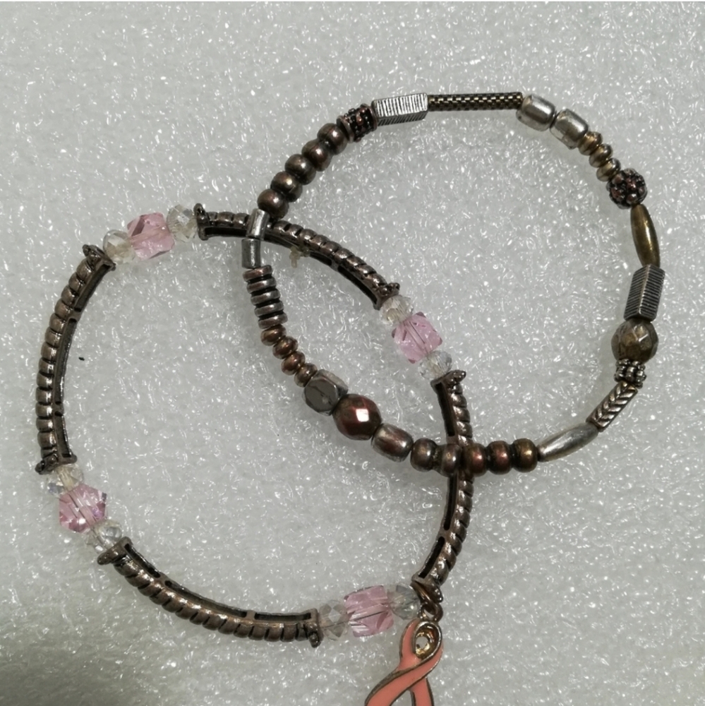 Lot of 2 Silver Tone Bracelet